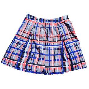 Banana Republic Women's Size 6 Plaid A-Line Skirt Gray Red Blue Polyester Lined
